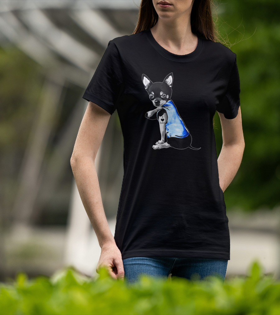 Father's Day Chihuahua I Love Dad Tattoo Dog T-Shirt