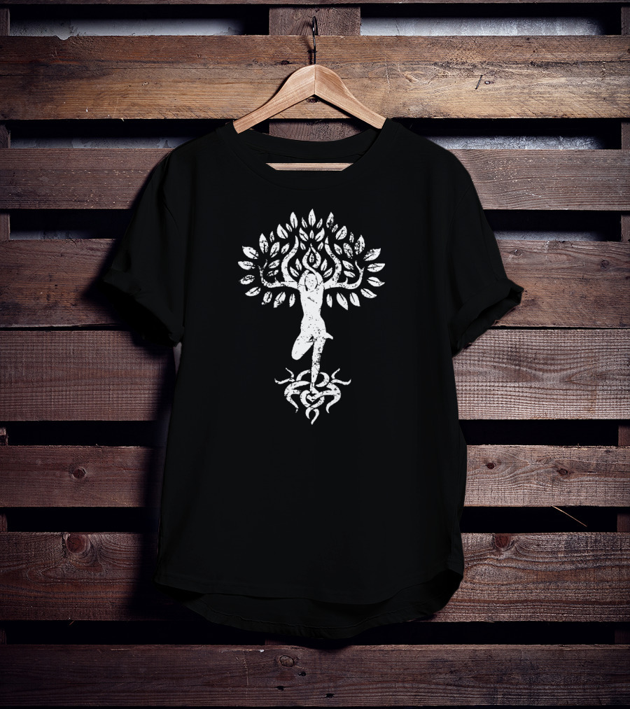 Flower Zen Tree Pose Yoga Meditation Roots And Branches T-Shirt