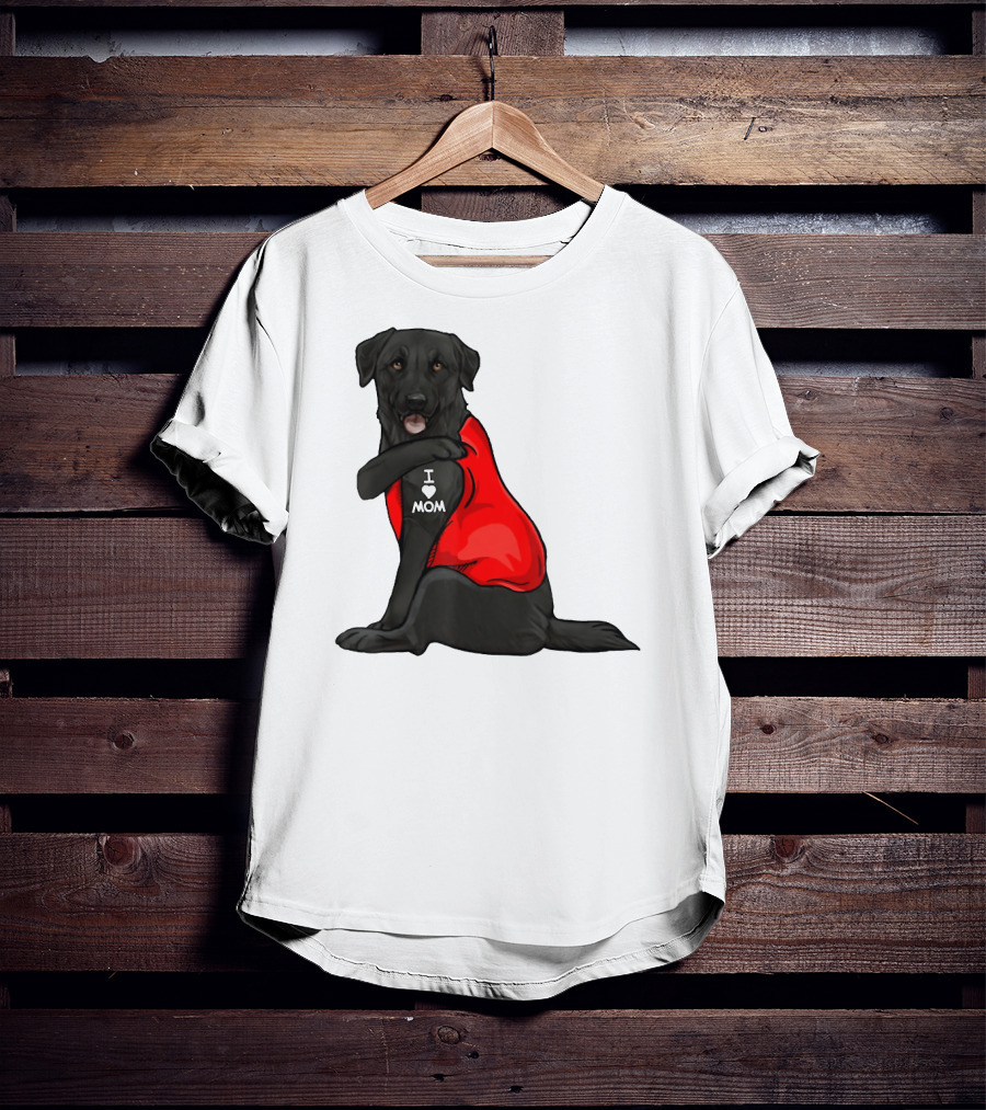 I Love Mom Funny Labrador Retriever Dog Tattoo Red T-Shirt
