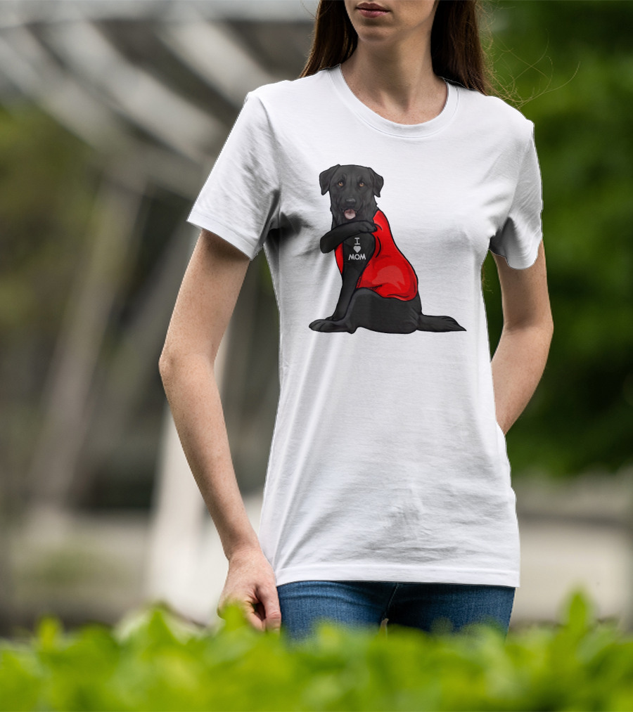 I Love Mom Funny Labrador Retriever Dog Tattoo Red T-Shirt