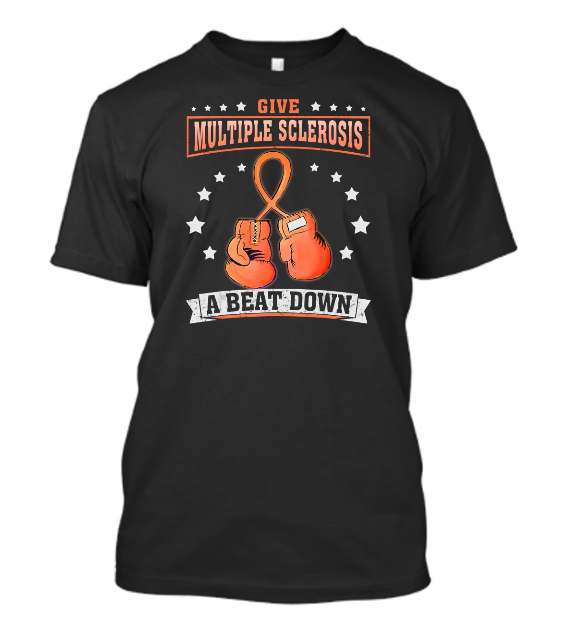 Give Multiple Sclerosis A Beat Down Boxing Gloves Ribbon Stars T-Shirt