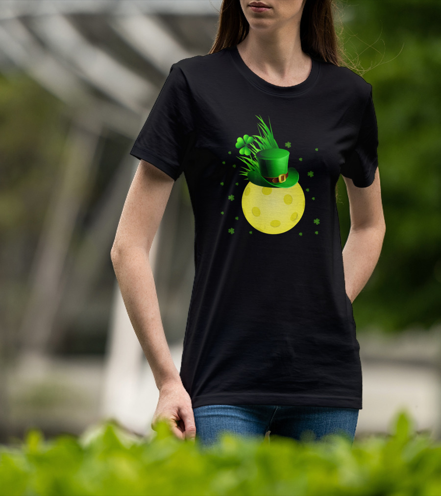 Leprechaun Pickleball Shamrock Hat Ball T-Shirt