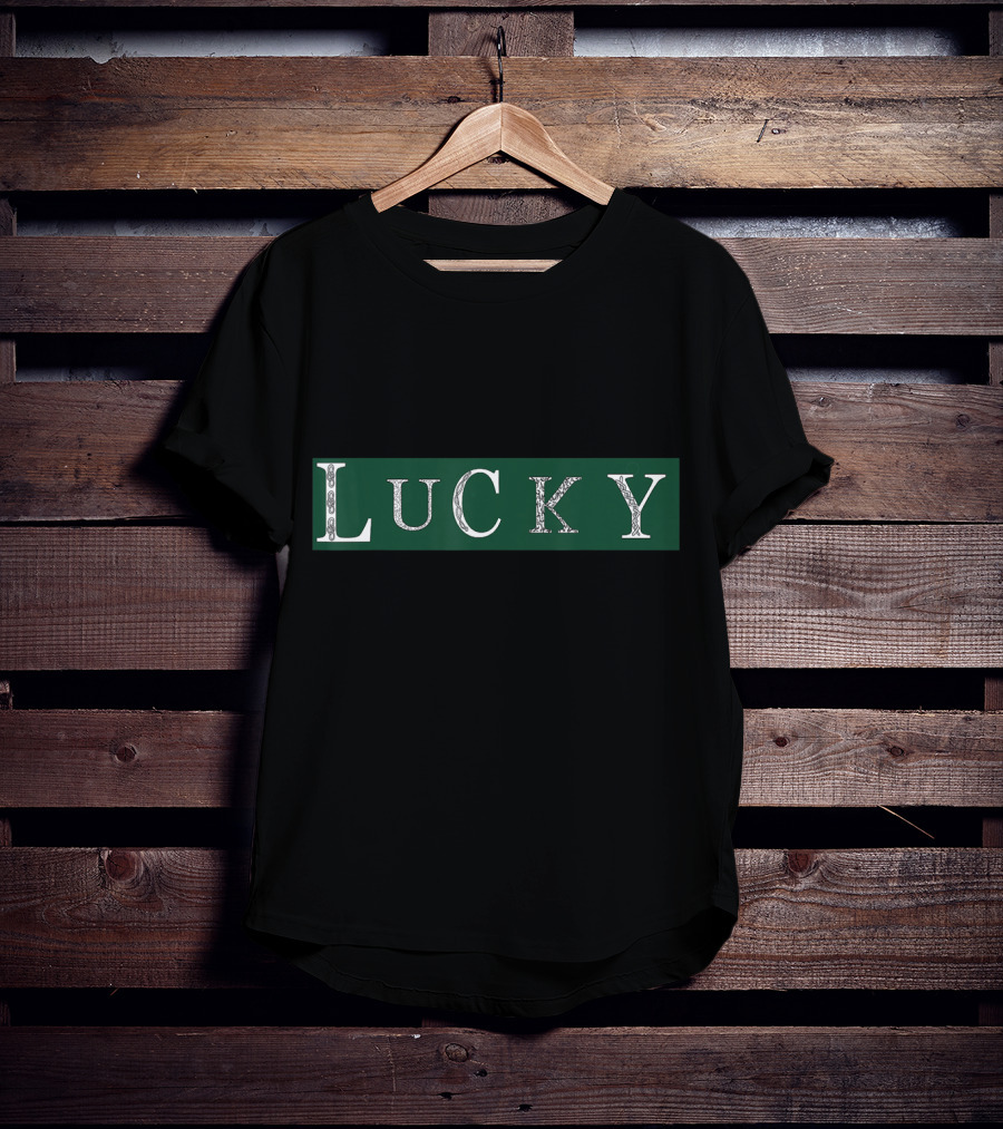 Lucky Celtic Irish Style Text Green T-Shirt