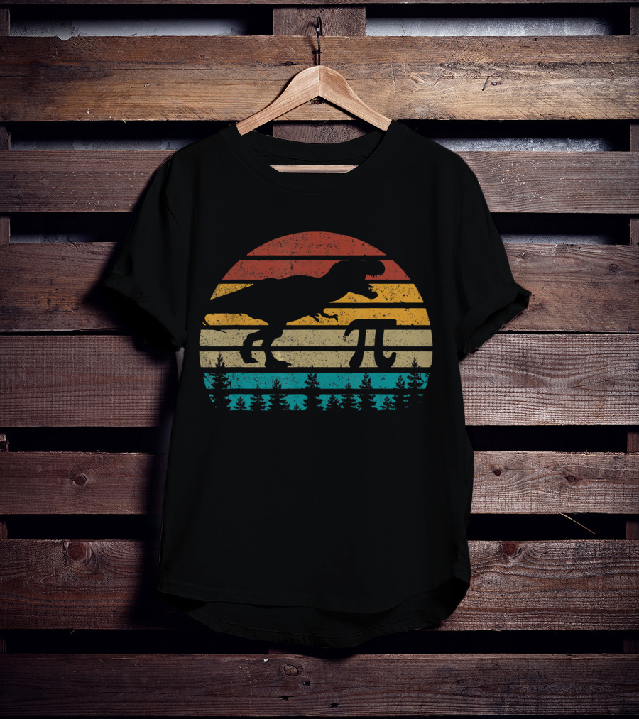Pi Dinosaur Vintage Retro Funny Pi Day Math T-Shirt