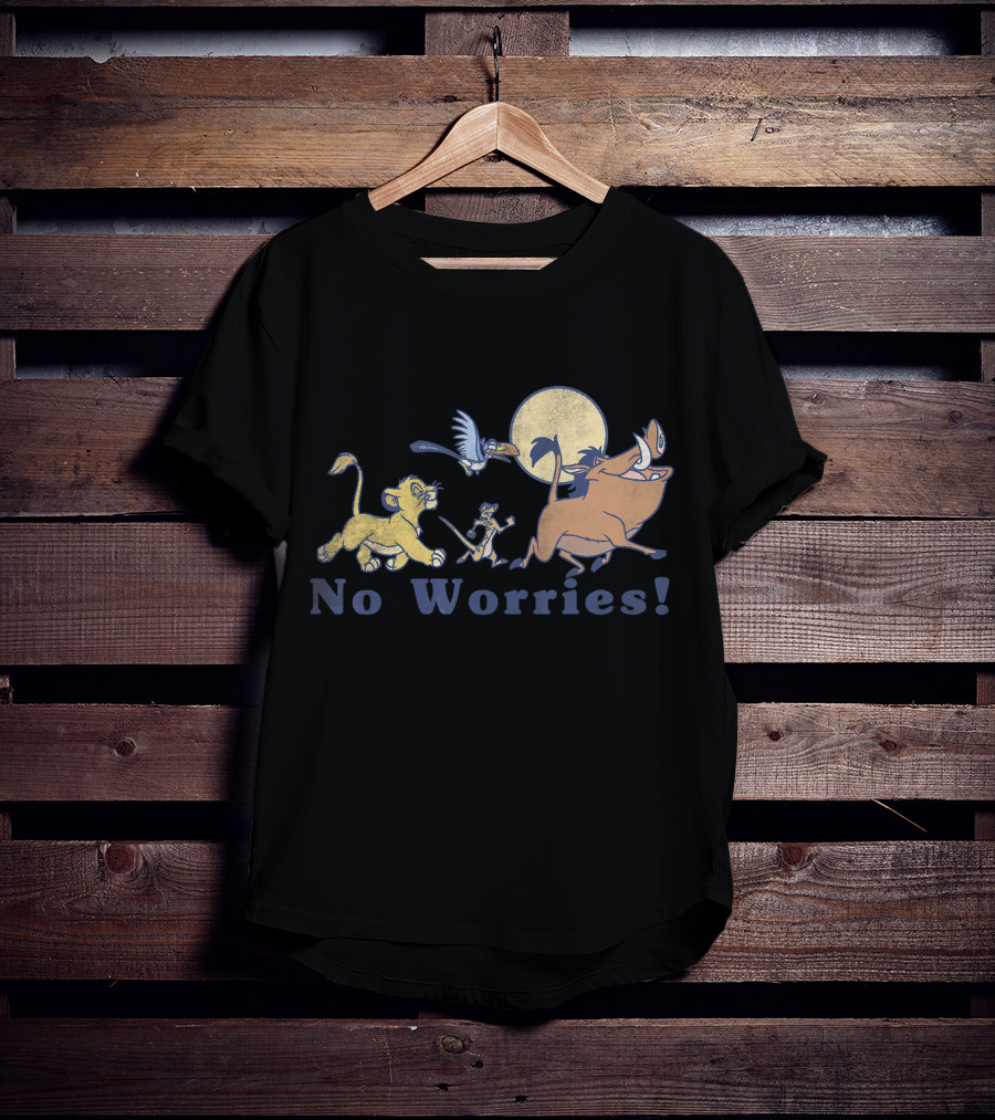 Disney Lion King No Worries Vintage Simba Timon Pumbaa Zazu Moon T-Shirt