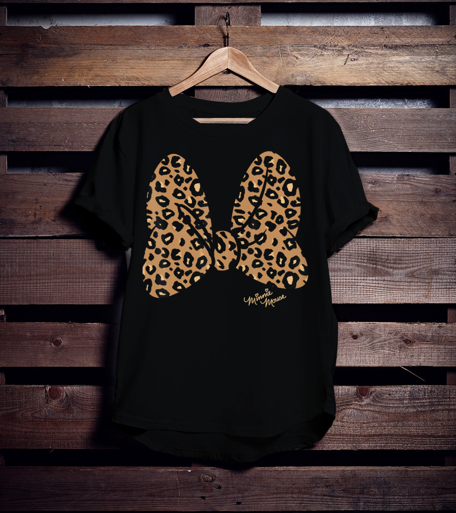 Disney Minnie Mouse Leopard Print Bow Minnie Mouse T-Shirt