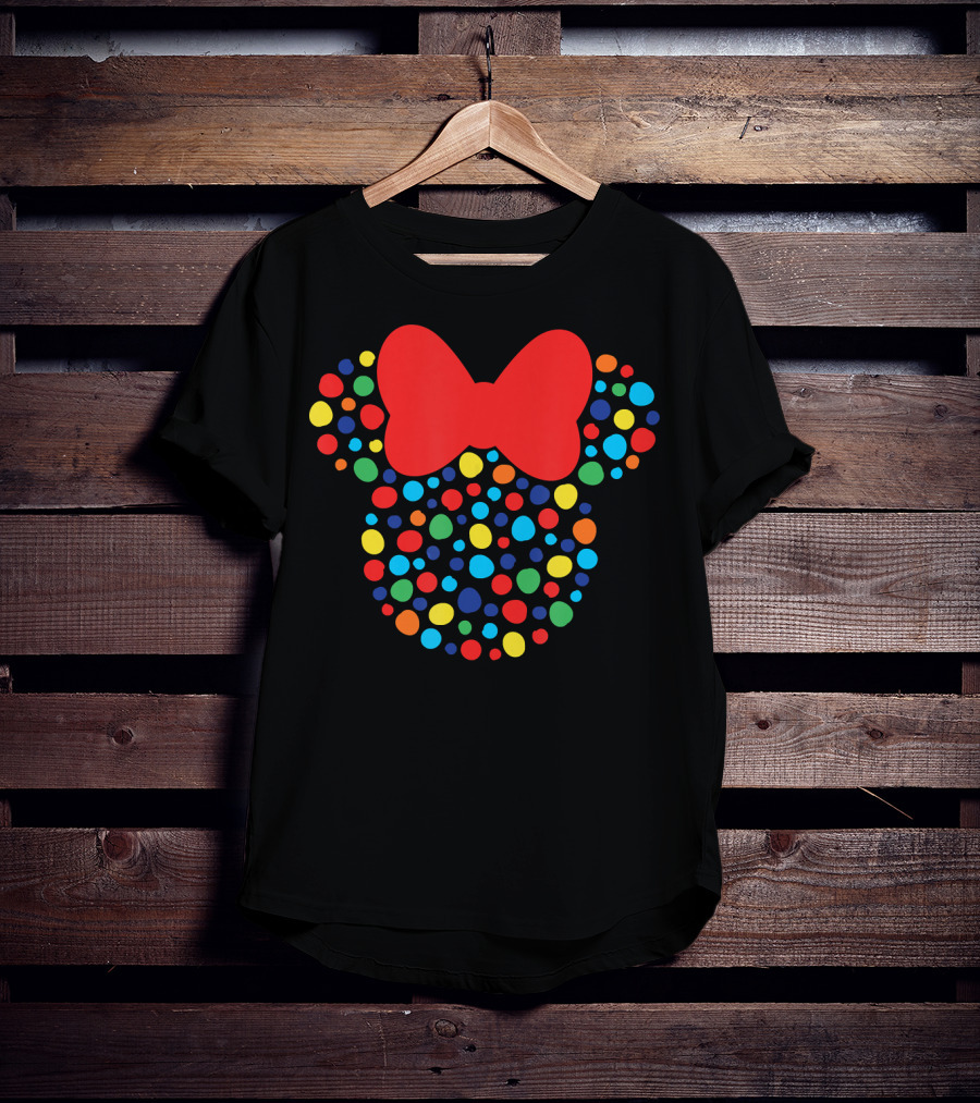 Disney Minnie Mouse Polka Dot Rainbow Bow T-Shirt