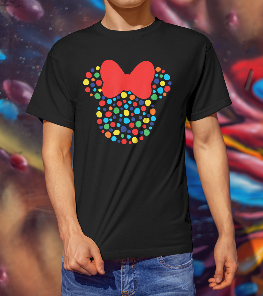 Disney Minnie Mouse Polka Dot Rainbow Bow T-Shirt