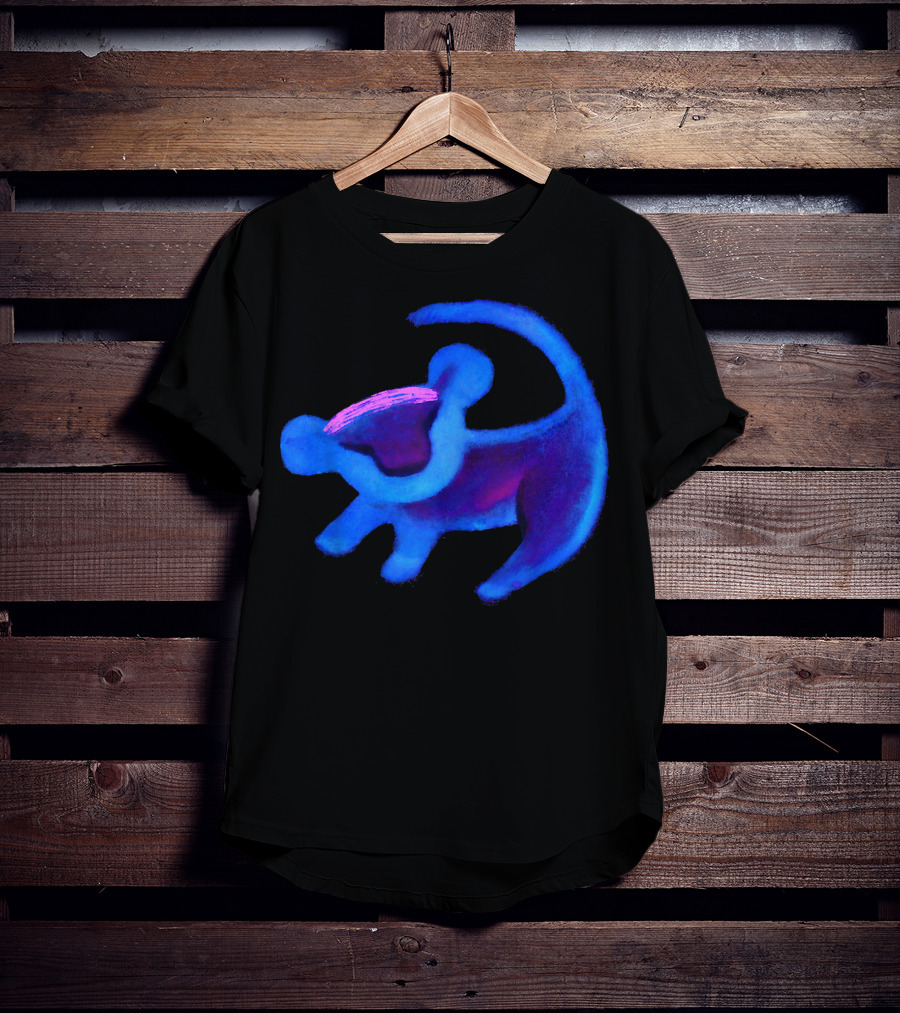 Disney Lion King Simba Neon Blue Cave Painting Hue T-Shirt