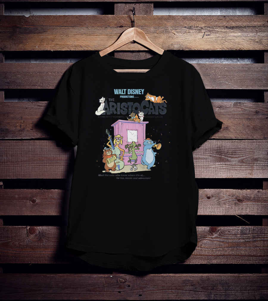 WALT DISNEY PRODUCTIONS Presents The Aristocats Cats Playing Music Together With Friends T-Shirt