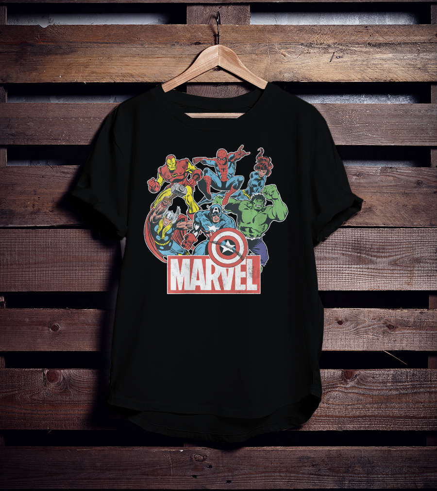 Marvel Avengers Iron Man Thor Captain America Hulk Spider-Man Classic Team T-Shirt