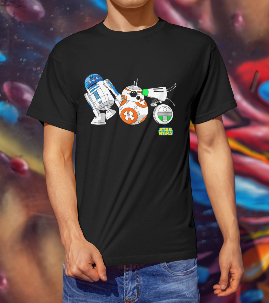 Star Wars The Rise Of Skywalker Droid Cartoon Lineup R2-D2 BB-8 D-O T-Shirt
