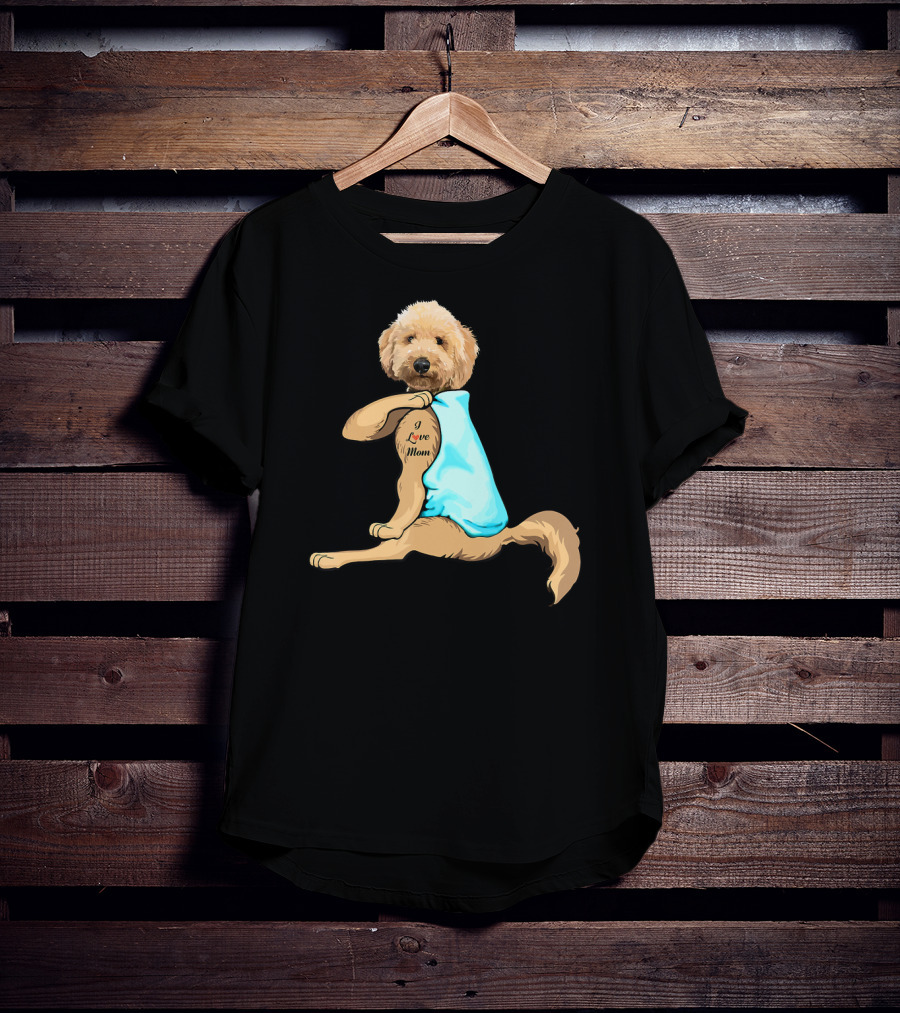 Funny Dog Goldendoodle I Love Mom Tattoo T-Shirt