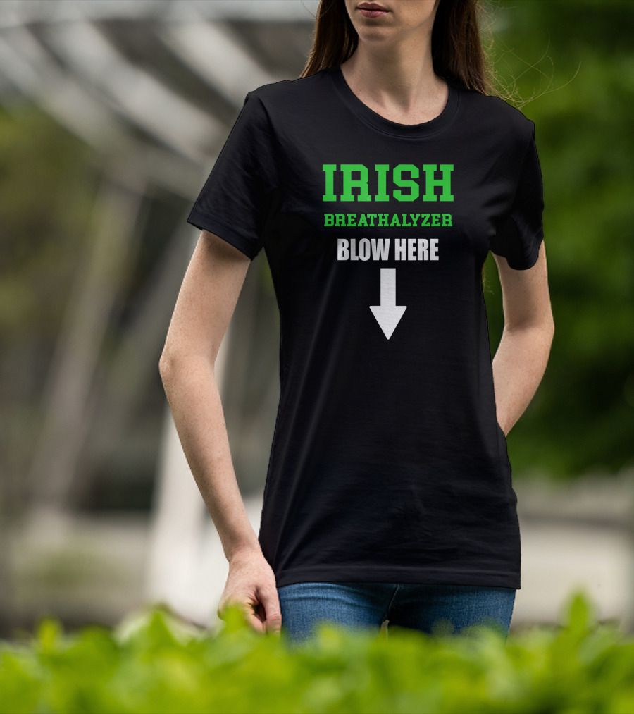 Irish Breathalyzer Blow Here St. Patrick's Day Arrow T-Shirt