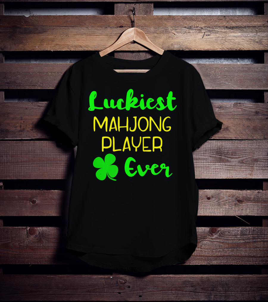 Luckiest Mahjong Player Ever St Patrick's Day Irish Clover T-Shirt