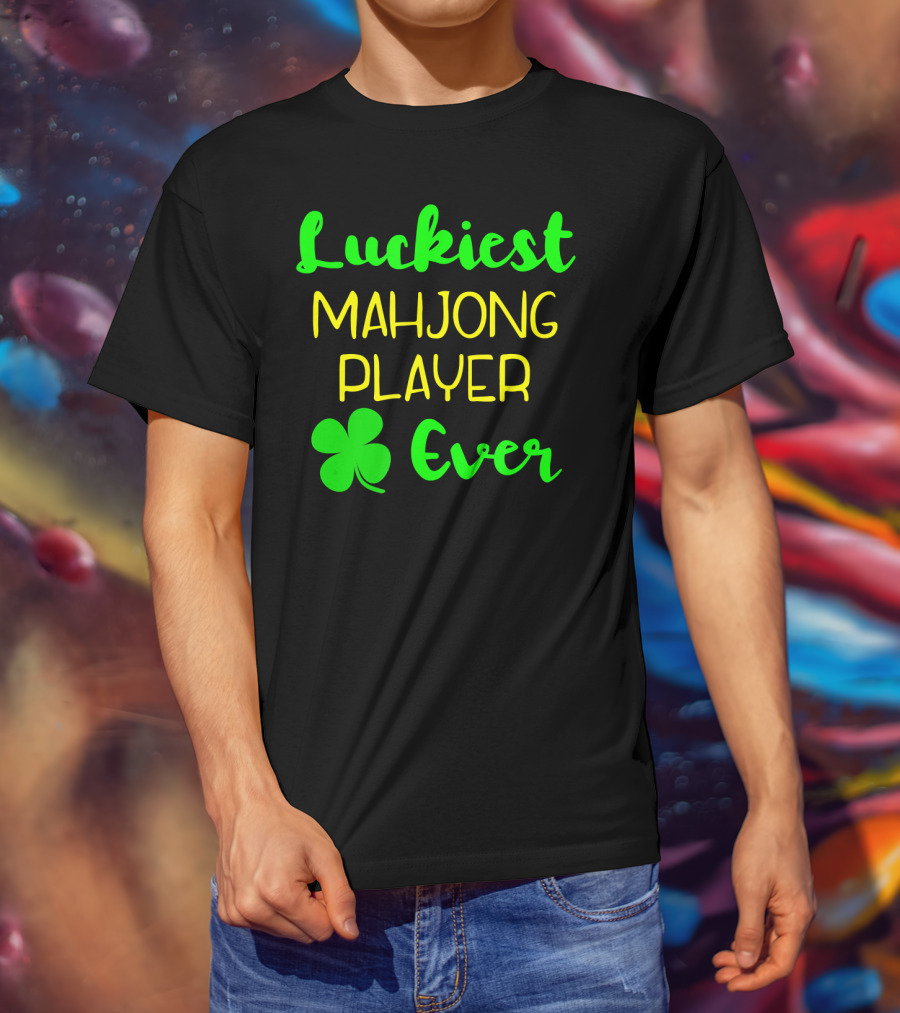 Luckiest Mahjong Player Ever St Patrick's Day Irish Clover T-Shirt