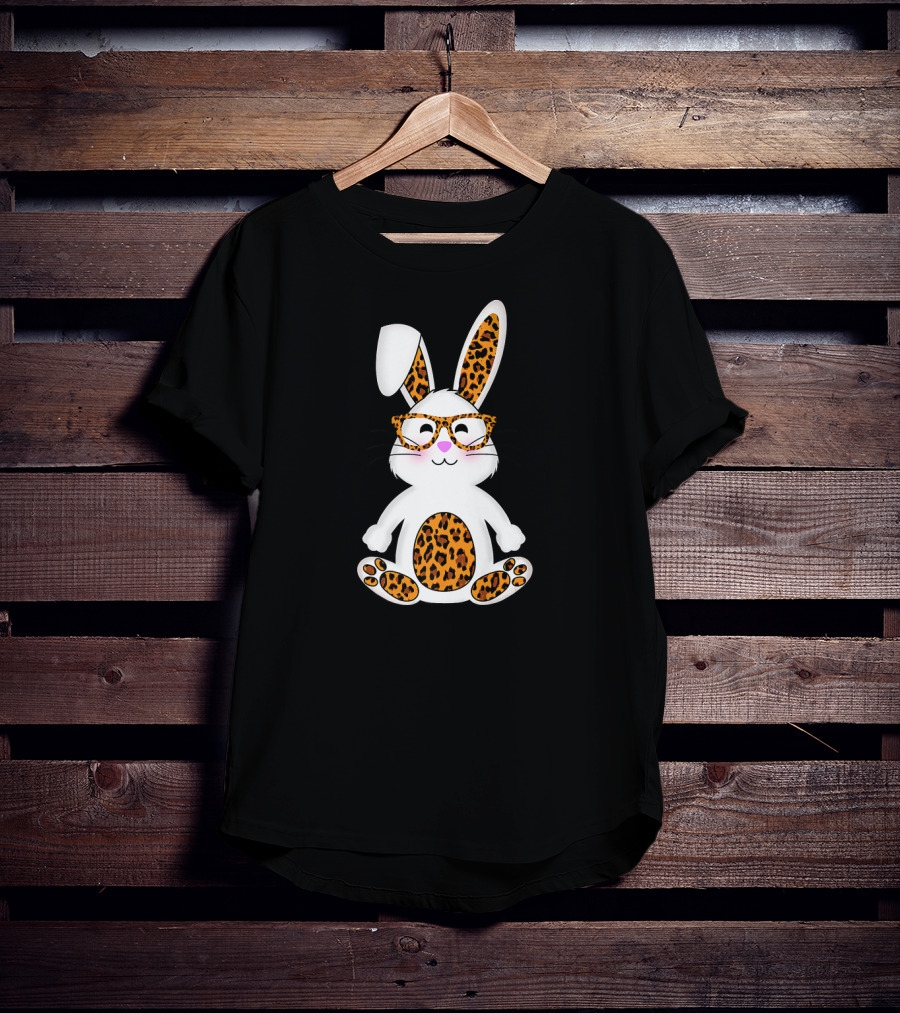 Leopard Print Bunny With Sunglasses Easter Egg T-Shirt
