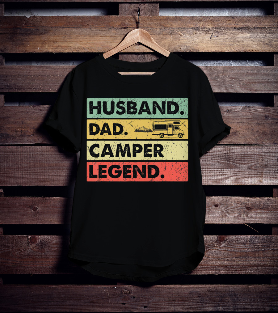 Husband Dad Camper Legend Vintage Retro Camping RV T-Shirt