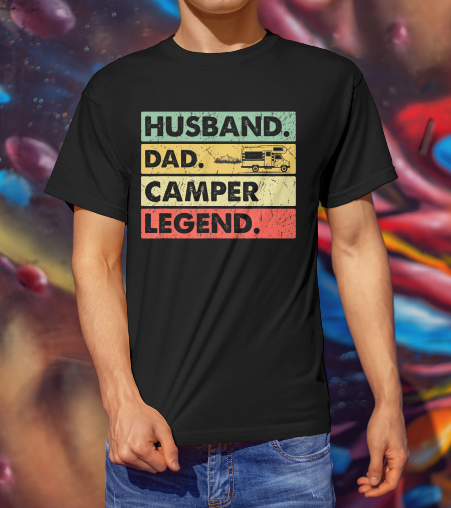 Husband Dad Camper Legend Vintage Retro Camping RV T-Shirt