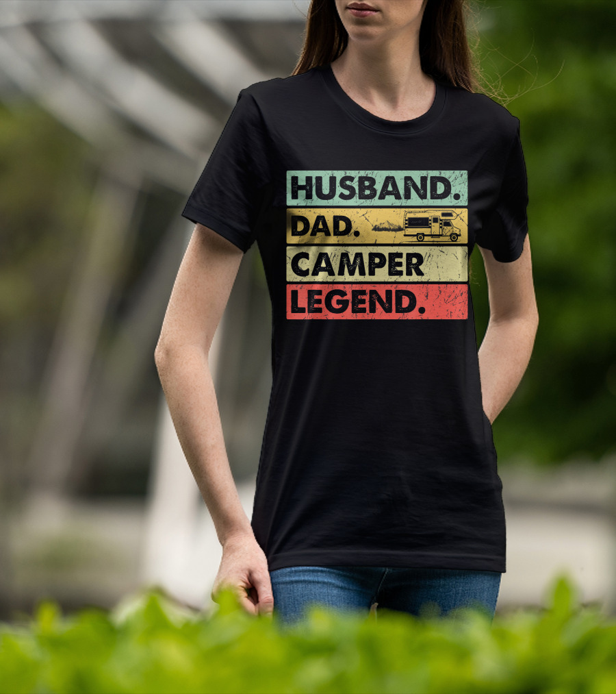 Husband Dad Camper Legend Vintage Retro Camping RV T-Shirt
