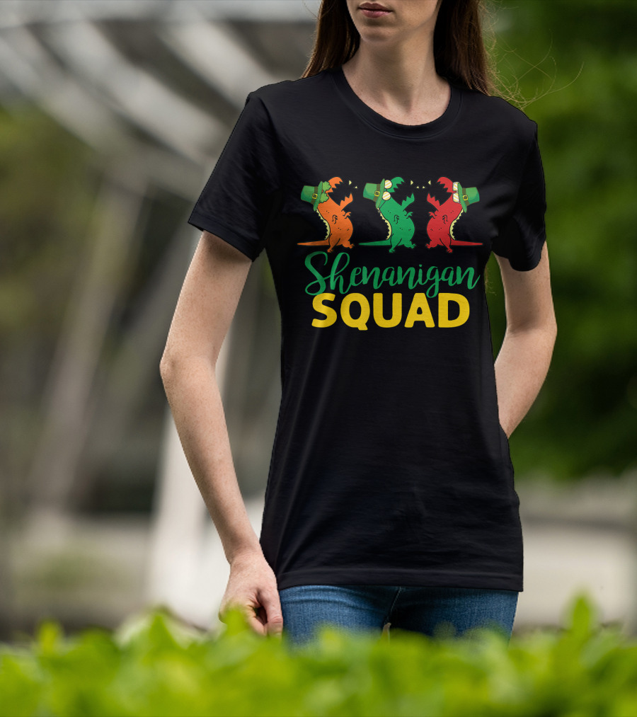 Shenanigan Squad T-Rex Dinosaur St Patrick's Day T-Shirt