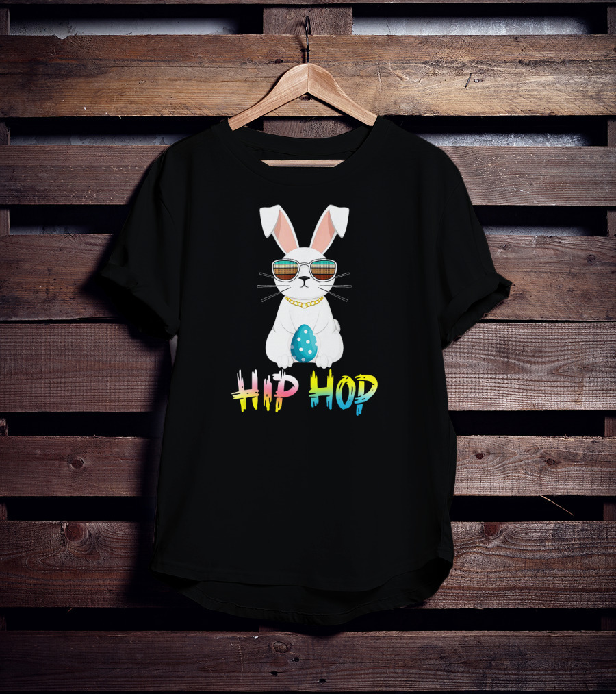 Hip Hop Easter Bunny With Cool Sunglasses And Polka Dot Egg T-Shirt