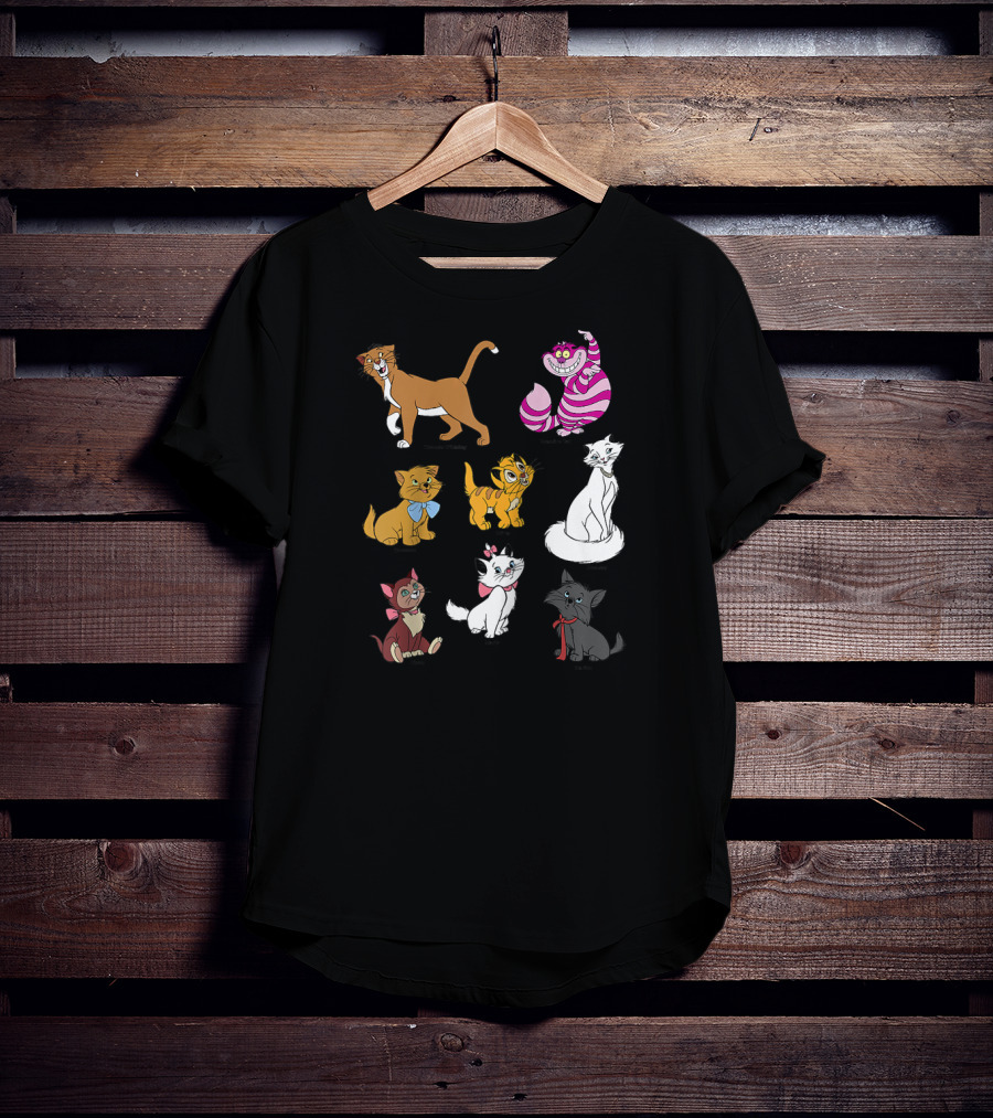 Disney Mickey And Friends Cheshire Duchess Oliver Figaro Aristocats Berlioz Toulouse Thomas Cats Raglan Baseball T-Shirt