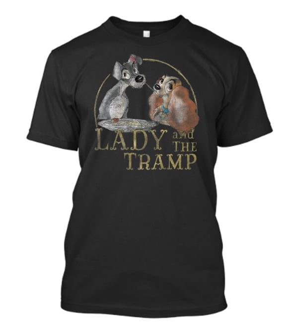 Lady And The Tramp Eating Spaghetti Iconic Scene Disney T-Shirt