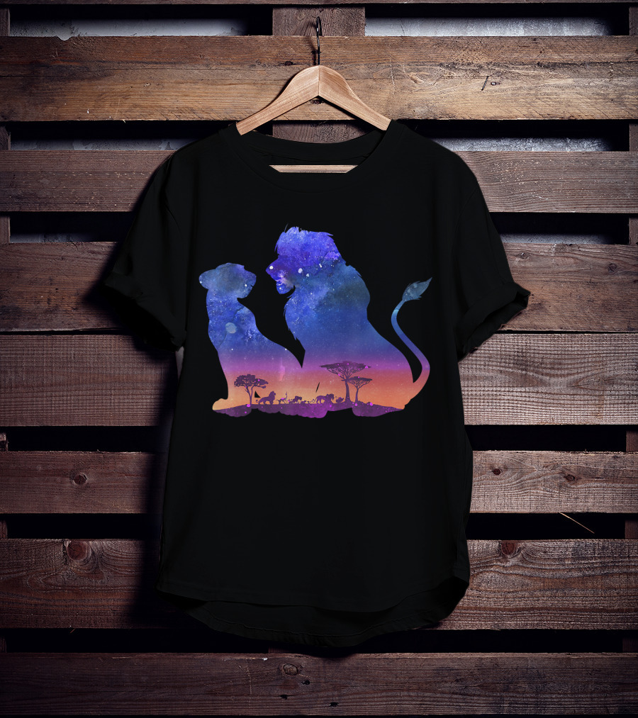 Disney The Lion King Simba And Nala Starry Savannah Silhouette Scene T-Shirt