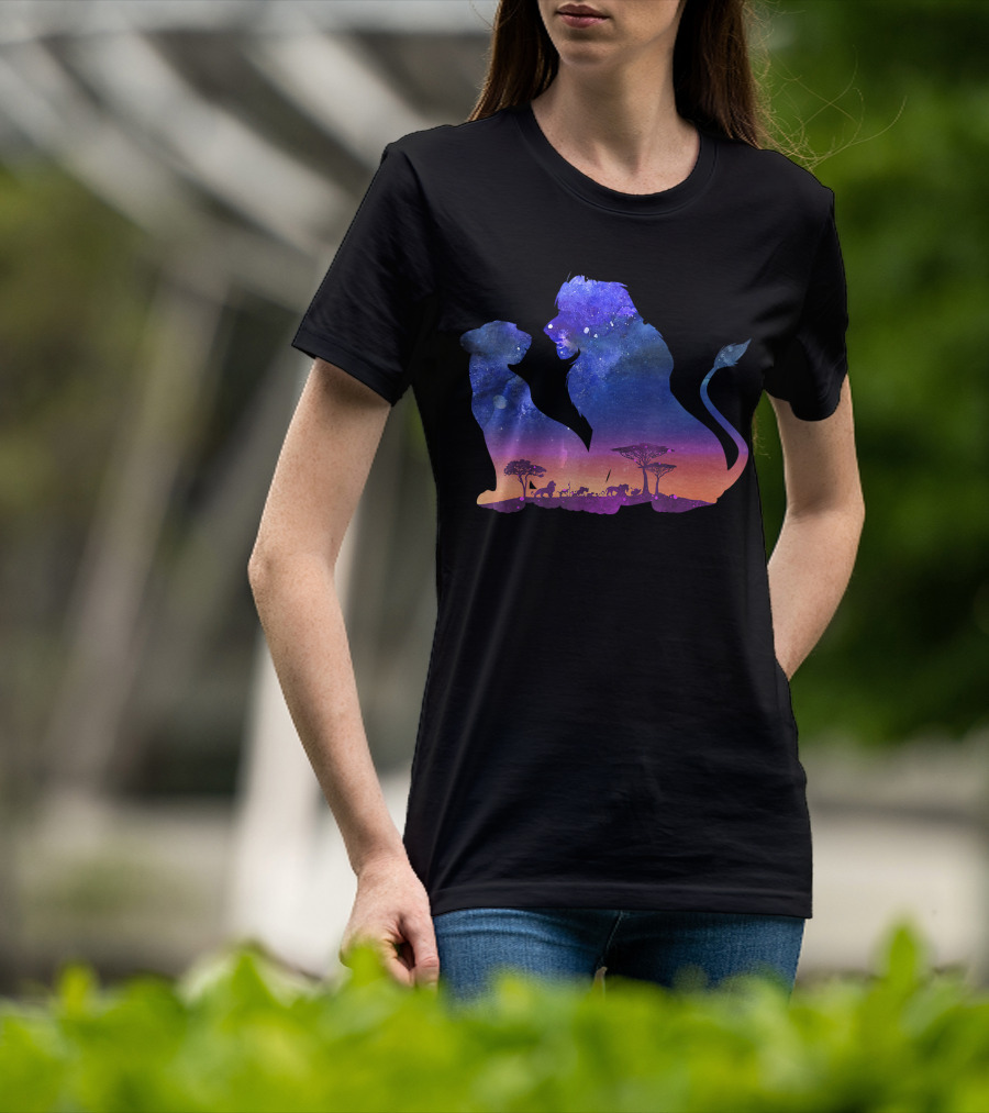 Disney The Lion King Simba And Nala Starry Savannah Silhouette Scene T-Shirt