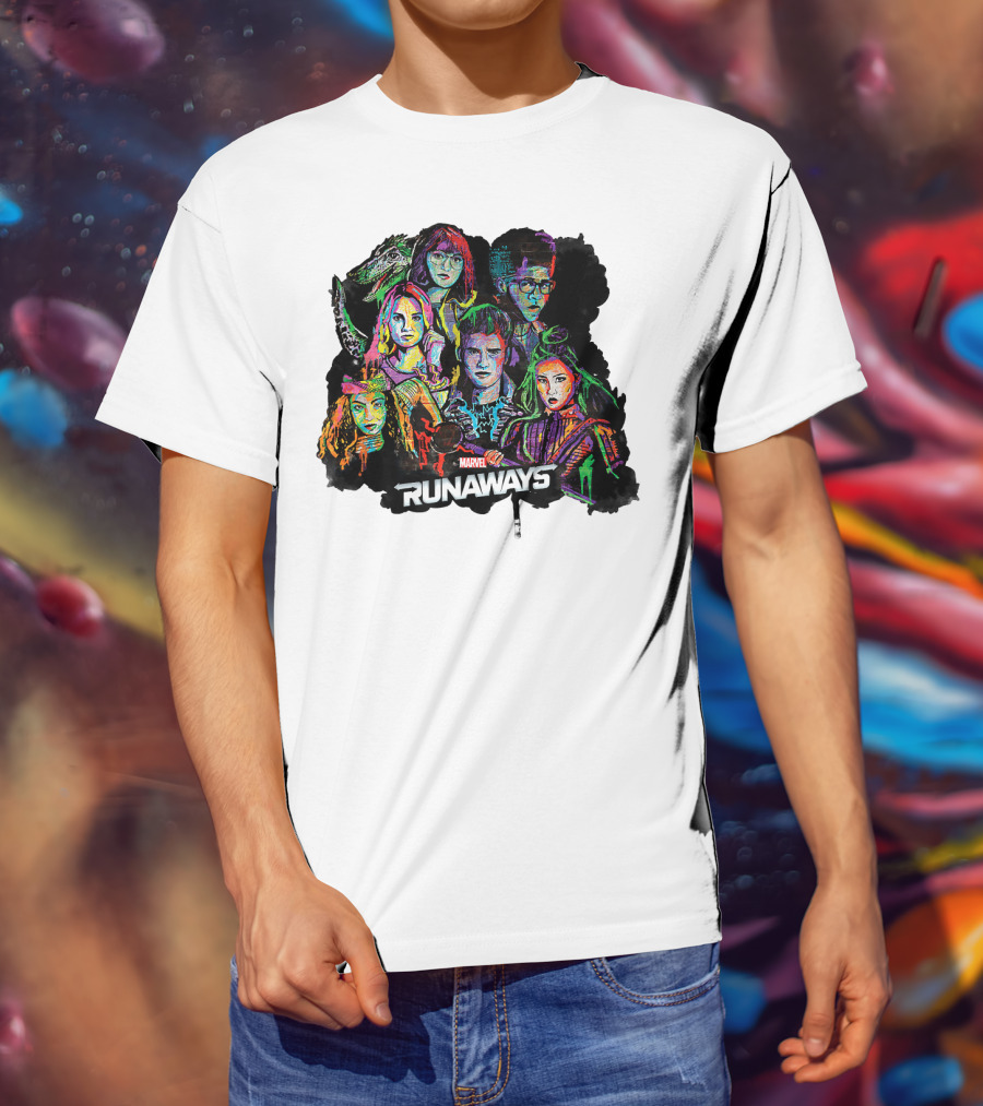 Marvel Runaways Vibrant Character Portraits Group Shot T-Shirt