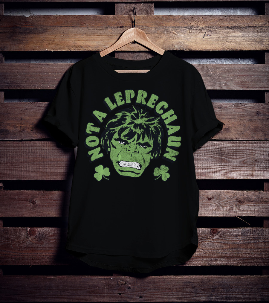Marvel Hulk St. Patrick's Day Not A Leprechaun With Shamrocks T-Shirt