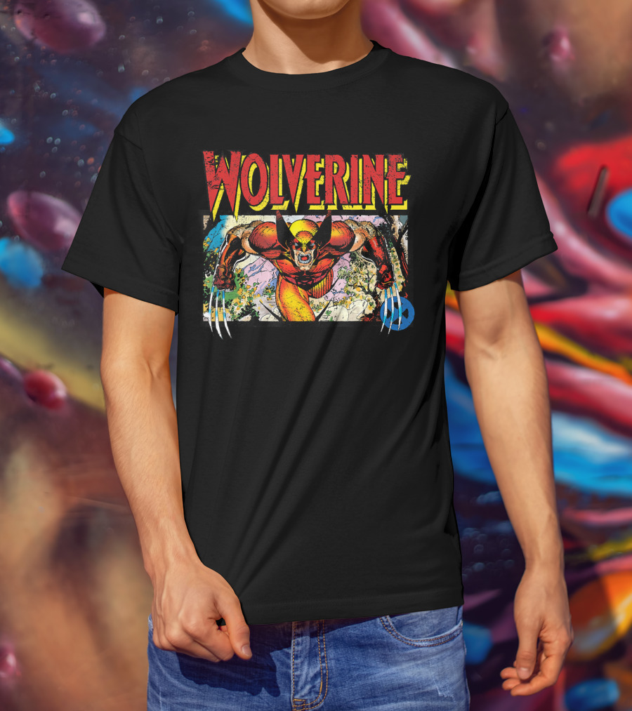 Wolverine Marvel X Men 90s Retro Style Art Classic Comic Panel T-Shirt