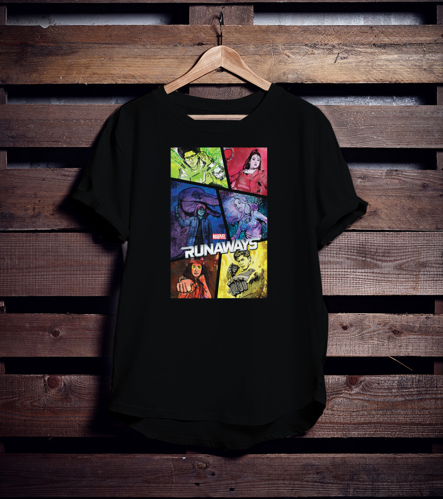 Marvel Runaways Character Color Block Grid With Comic Style T-Shirt