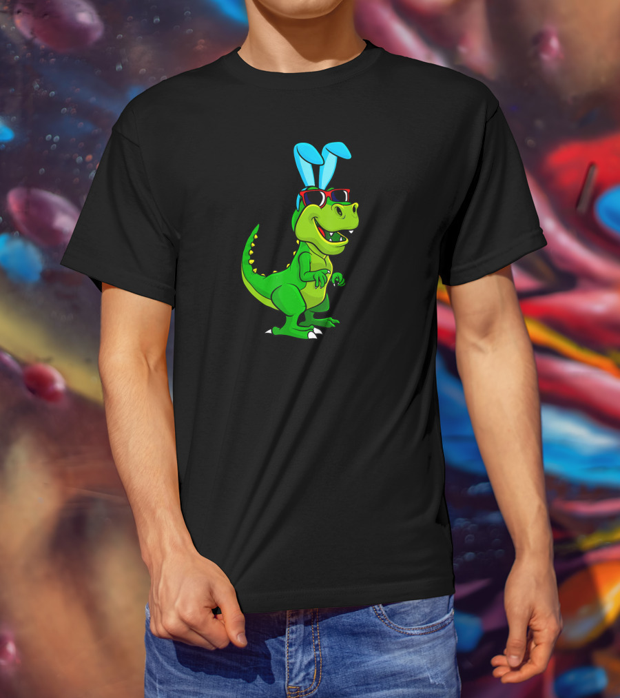 T Rex With Easter Bunny Ears And Sunglasses Dinosaur Lover T-Shirt