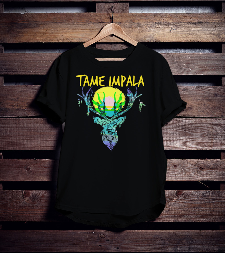 Tame Impala Deer Antlers Sunburst Psychedelic T-Shirt