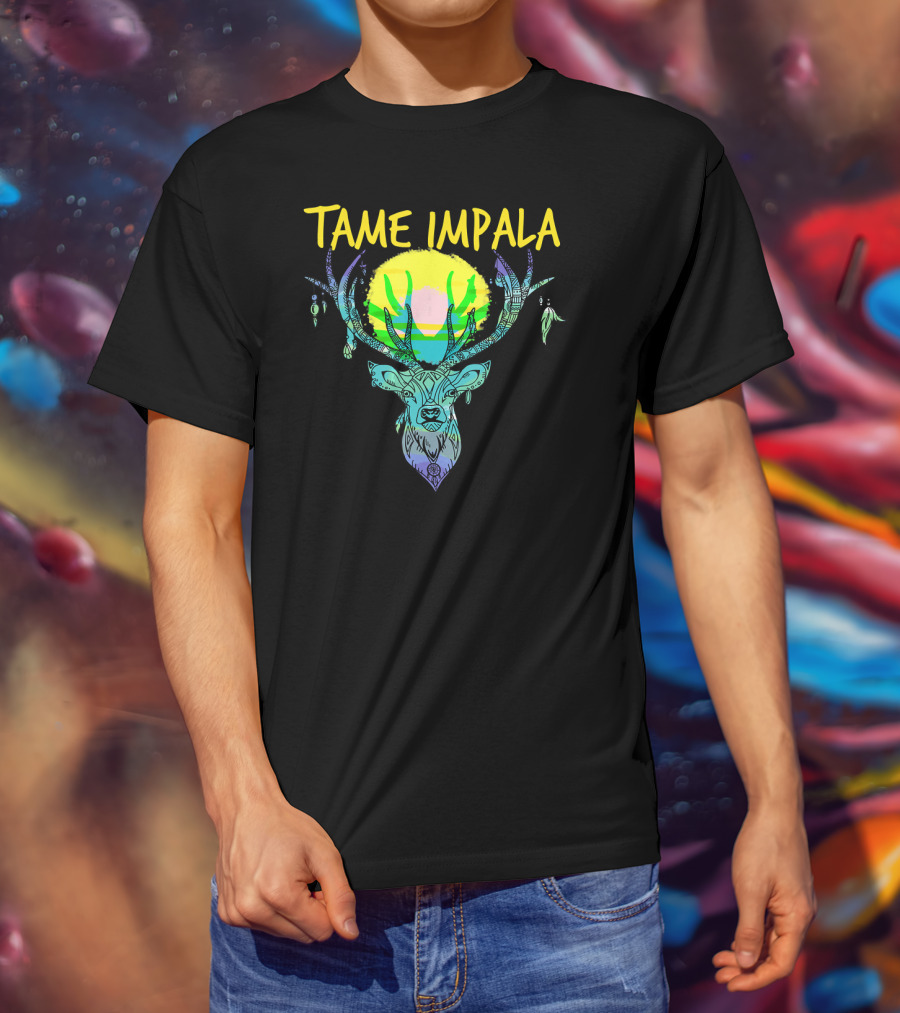Tame Impala Deer Antlers Sunburst Psychedelic T-Shirt