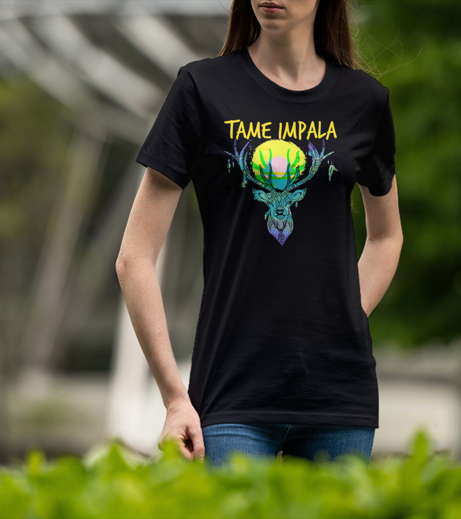 Tame Impala Deer Antlers Sunburst Psychedelic T-Shirt