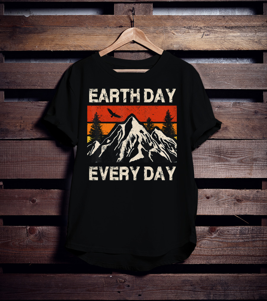 EARTH DAY EVERY DAY Mountain Sunset Forest Eagle T-Shirt