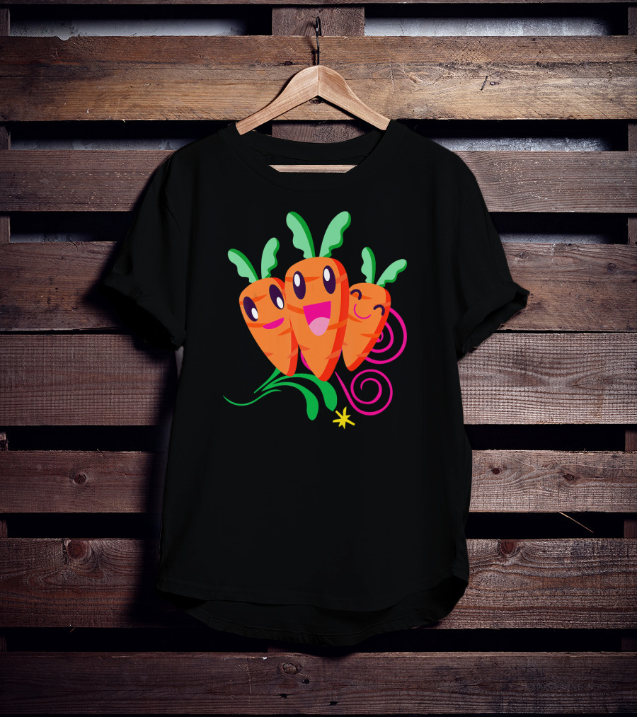 Easter Carrots With Funny Smiling Faces And Playful Expressions T-Shirt