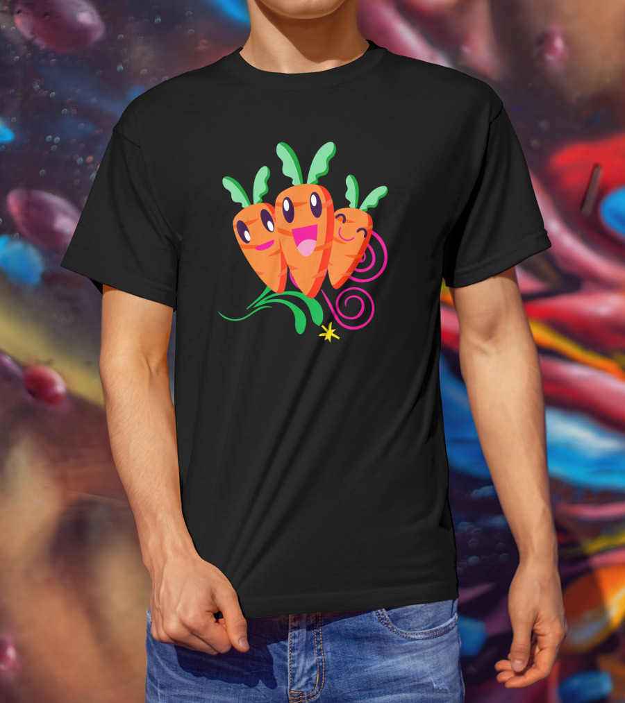 Easter Carrots With Funny Smiling Faces And Playful Expressions T-Shirt