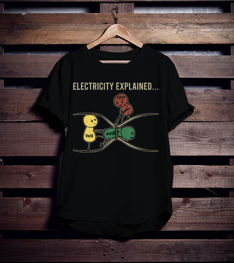 Electricity Explained Volt Amp Ohm Characters Interaction T-Shirt