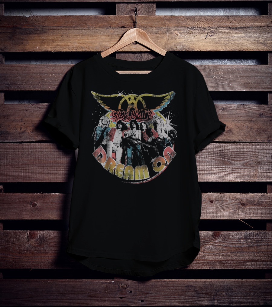 Aerosmith Dream On Band Members Retro Winged T-Shirt