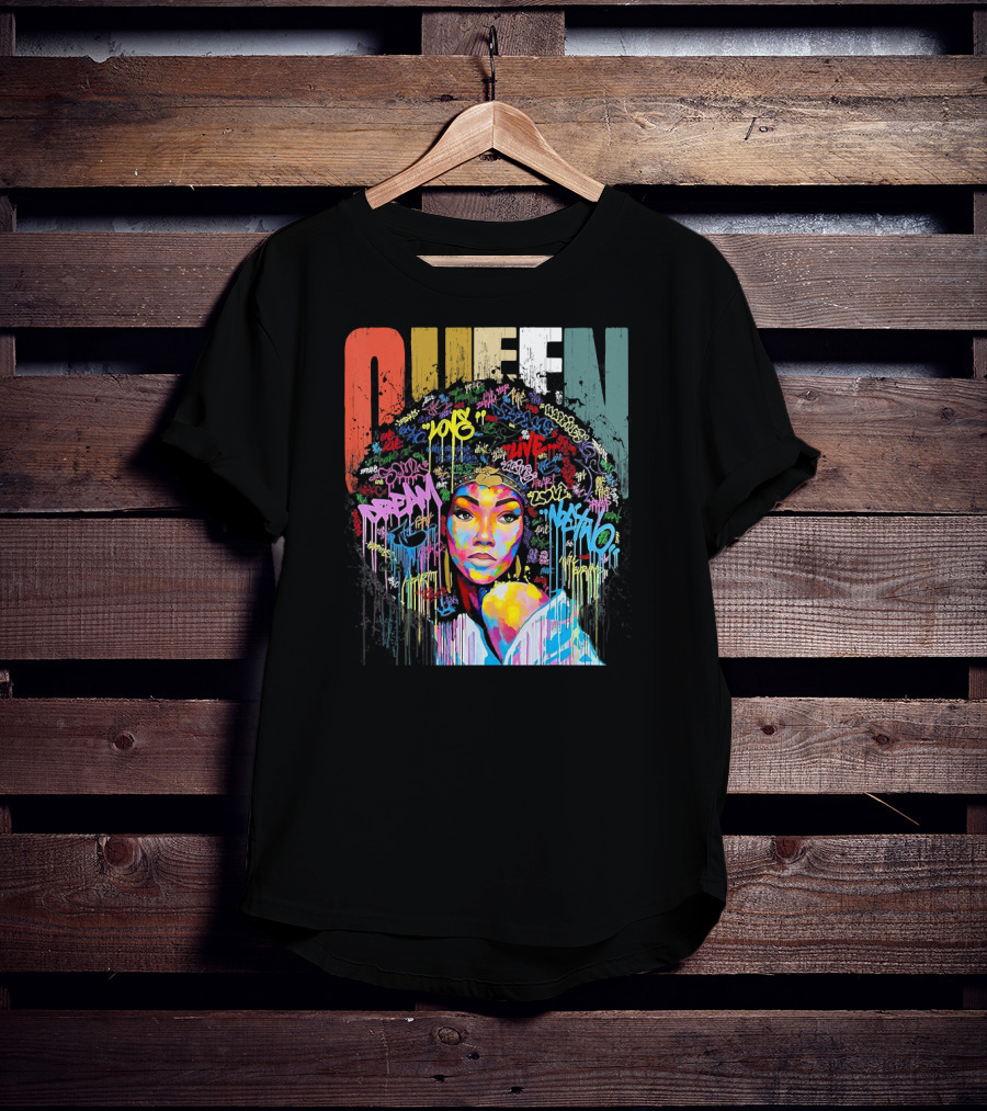 Queen African American Educated Strong Graffiti T-Shirt