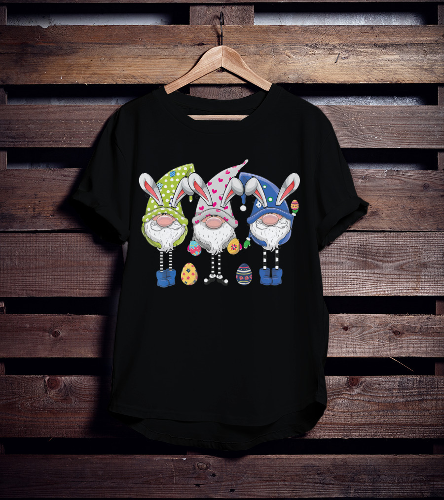 Easter Gnomes With Bunny Ears And Colorful Eggs For Egg Hunting T-Shirt