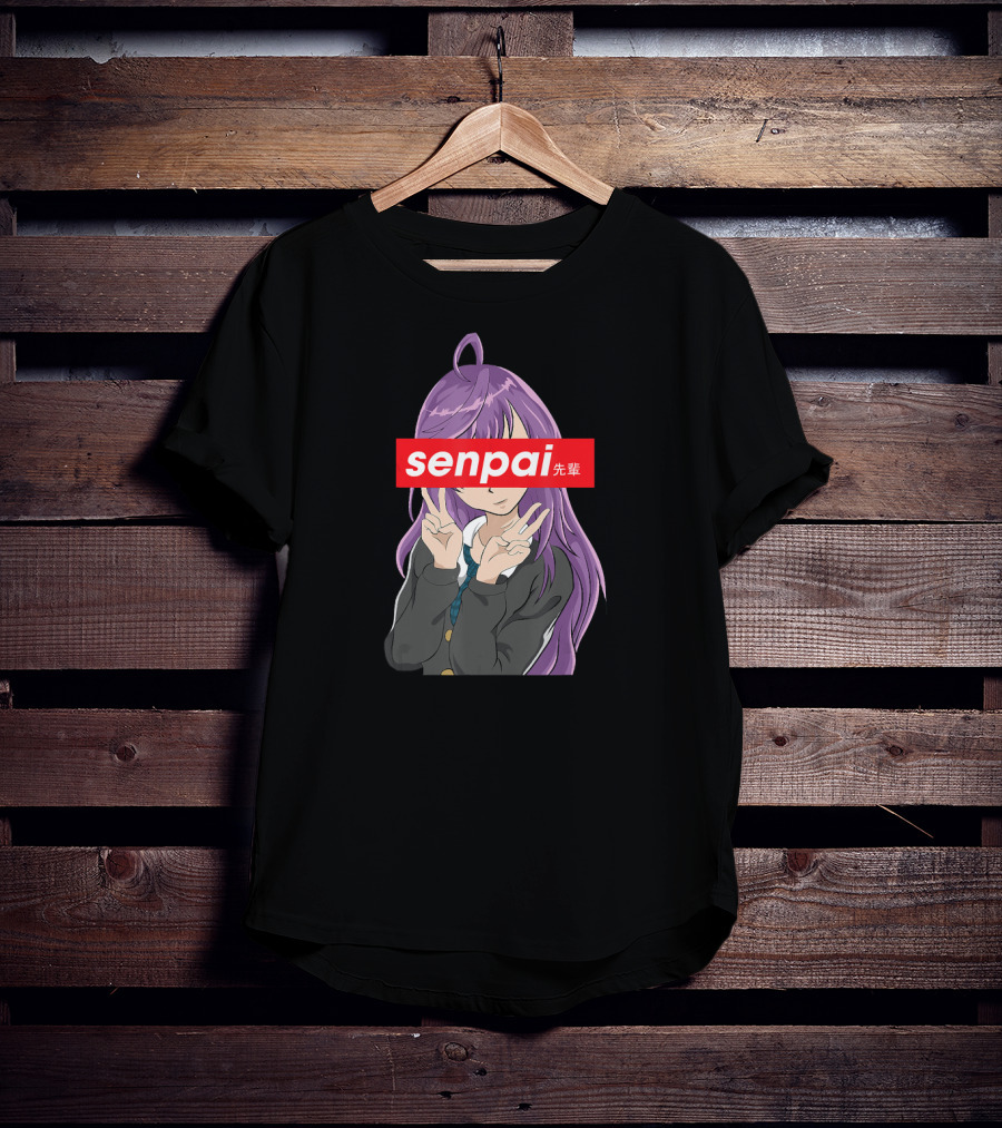Senpai Japanese Anime Girl Notice Me Senpai Purple Hair T-Shirt