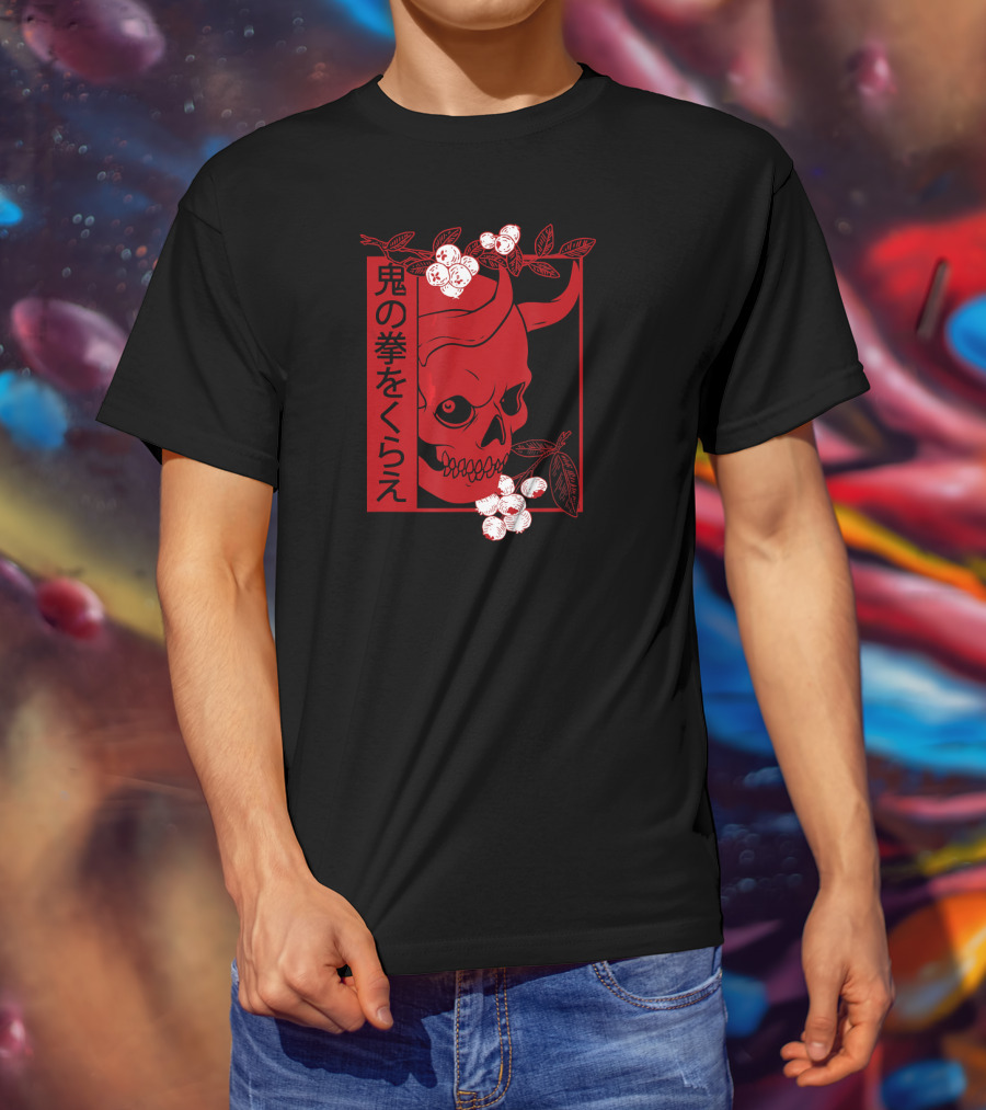 Japanese Demon Skull Oni Harajuku Aesthetic T-Shirt