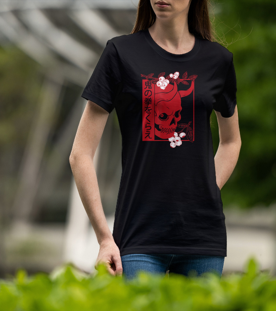 Japanese Demon Skull Oni Harajuku Aesthetic T-Shirt