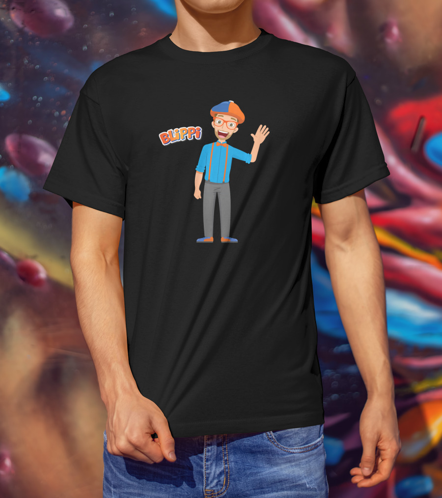 Blippi Colorful Cartoon Character With Orange And Blue T-Shirt