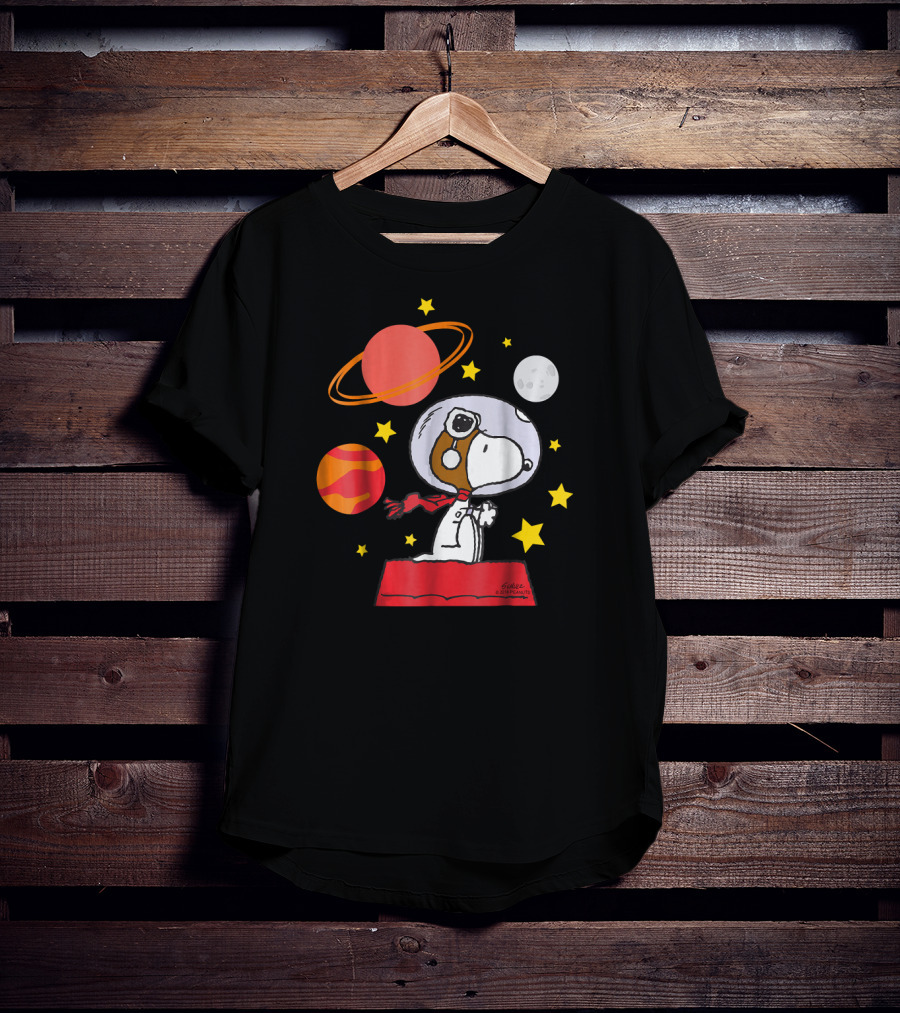 Peanuts Snoopy Astronaut With Planets And Stars T-Shirt